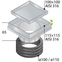 ΣΧΑΡΑ ΔΙΠΛΗΣ ΟΨΗΣ ΕΠΙΓΕΜΙΖΟΜΕΝΗ 115x115mm Ø100-110 INOX 0836269 OMP TEA