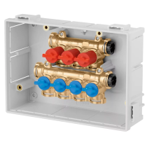 ΣΕΤ ΚΟΛΛΕΚΤΕΡ ΝΕΡΟΥ ΧΡΗΣΗΣ 7 ΠΑΡΟΧΩΝ (4 ΚΡΥΟΥ + 3 ΖΕΣΤΟΥ) ΜΕ ΠΙΝΑΚΑ 359410 CALEFFI